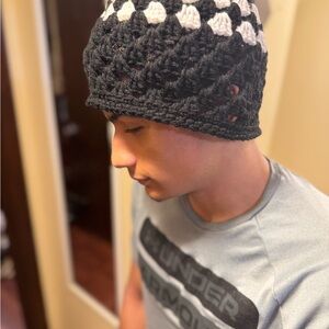 Chic Black and White Crochet Beanie